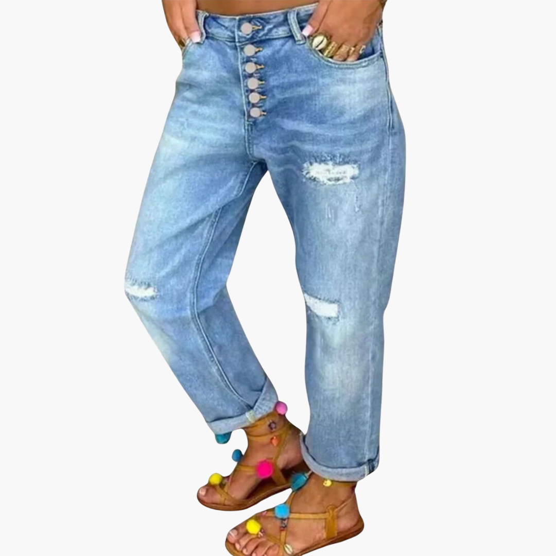 Meli Damen Baggy Jeans | Weit Geschnitten, Klassisches Denim-Blau 1