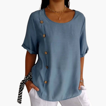 Selina Damen Leinenbluse | Lockere Passform mit Knopfdetails 1