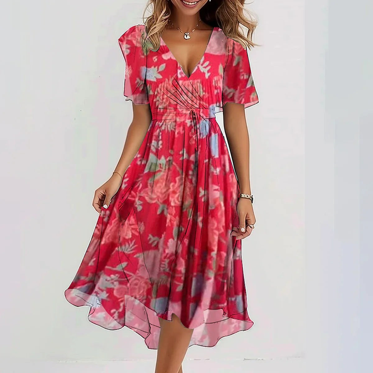 Chiffon Kleid für Frauen | Fließendes Design, Bequem 4