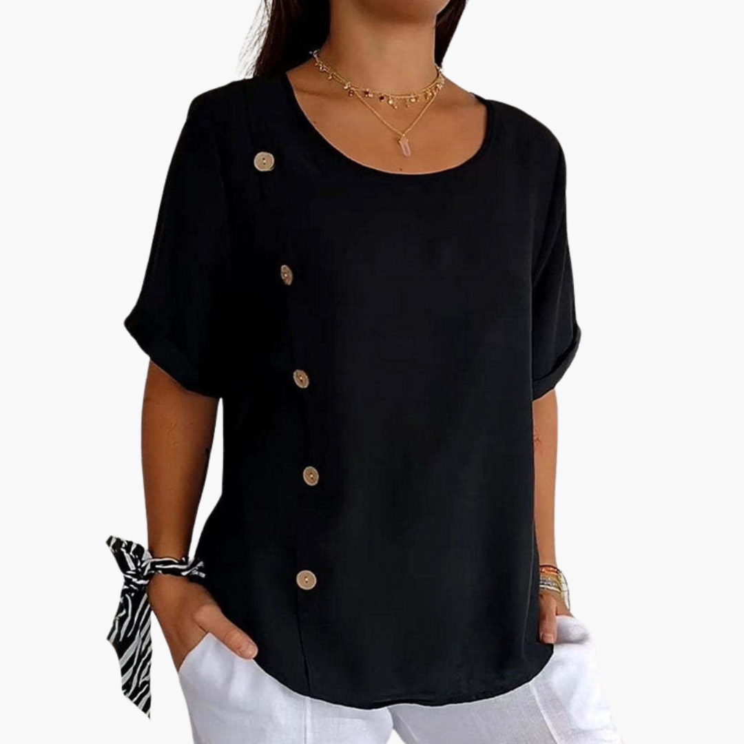 Selina Damen Leinenbluse | Lockere Passform mit Knopfdetails 5