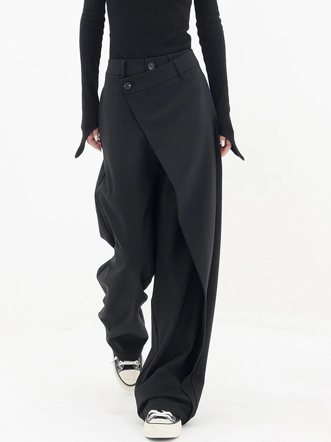 Ami Damenhose | Asymmetrischer Bund, Strukturierte Stoffhose 1
