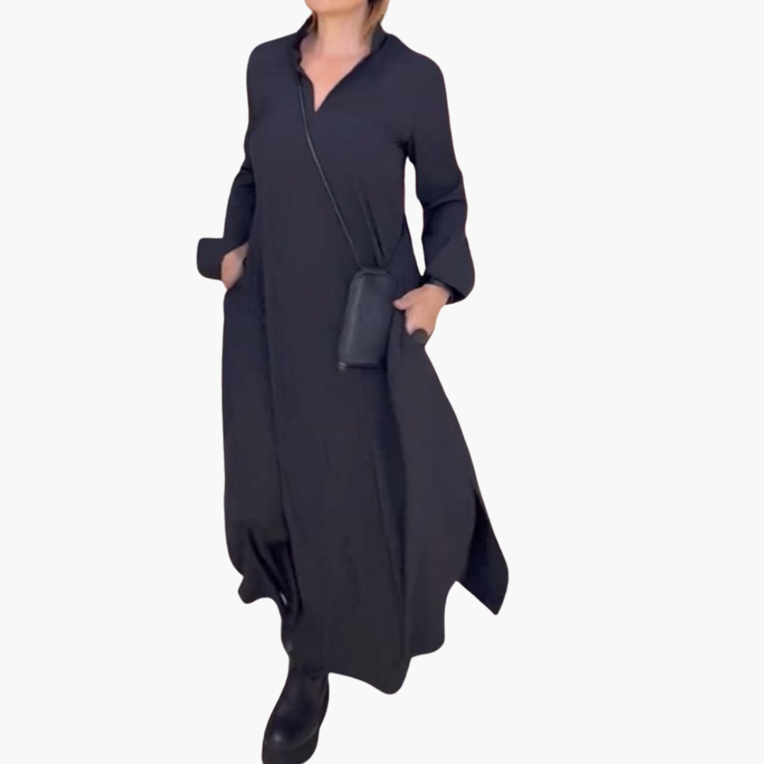 Kira Damen Maxikleid | Knopfleiste mit Seitenschlitz 1