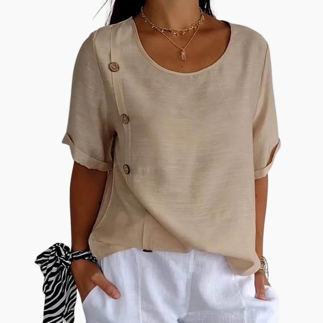 Selina Damen Leinenbluse | Lockere Passform mit Knopfdetails 2